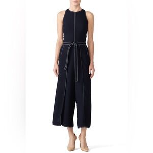 Joie Mairead Sleeveless Jumpsuit Midnight Contrast Stitch Wide Leg Size 6